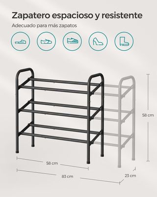 Zapatero Extensible 3 Niveles Negro SONGMICS LMR039B01