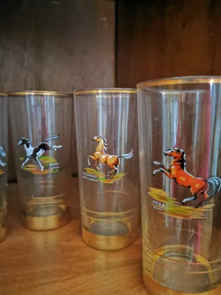 ES ÚNICO.Juego de 6 vasos caballos