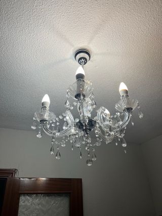 Lámpara de techo de cristal y metal