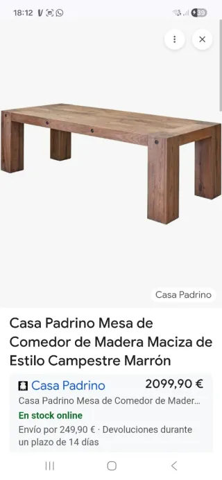 Mesa Madera Rústica Campestre y 6 sillas Antiguas