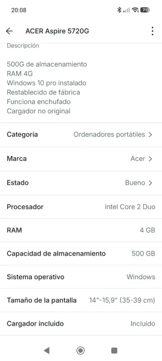 Acer Aspire 5720 Computer Portatile