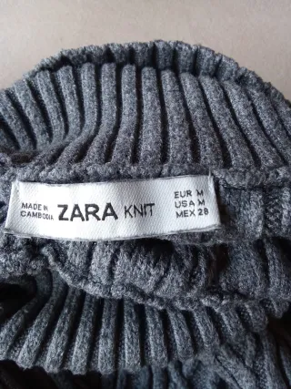 Jersey Zara gris cuello vuelto trenzado