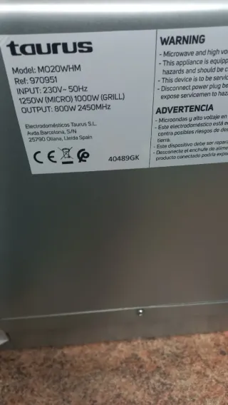 Microondas Integrable Taurus