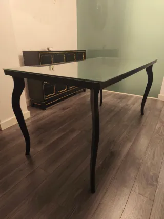 Mesa de comedor cristal y madera