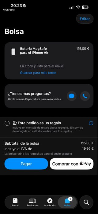 Batería iPhone Air MagSafe Apple Tipo C  Nueva