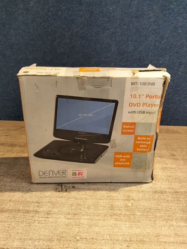 Reprodutor de DVD portátil DENVER MT-1083NB USB de 10,1 polegadas, preto