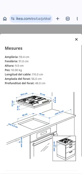 Placa de gas SKÅLAN
