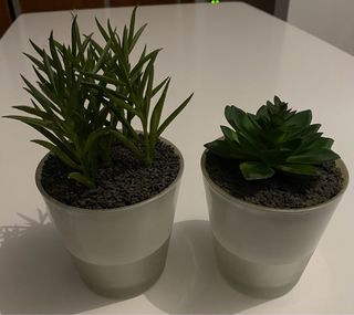 2 Macetas con Plantas Artificiales y Luces LED