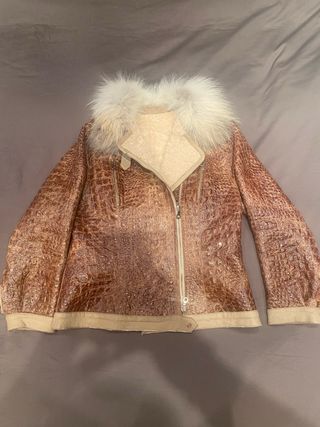 Chaqueta Piel Mujer Beige/Marrón