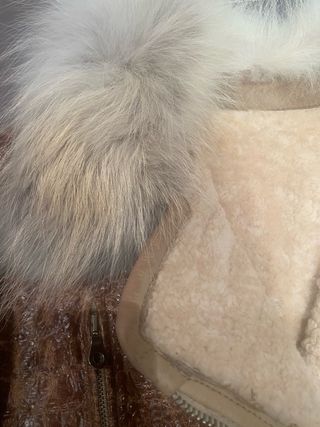 Chaqueta Piel Mujer Beige/Marrón