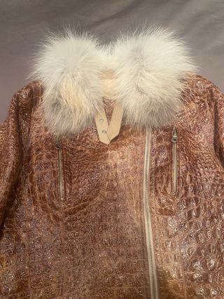 Chaqueta Piel Mujer Beige/Marrón