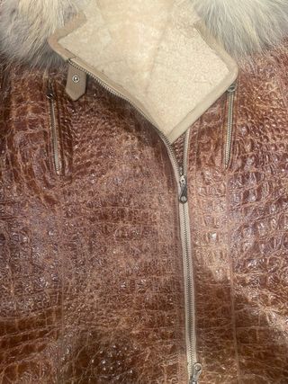 Chaqueta Piel Mujer Beige/Marrón