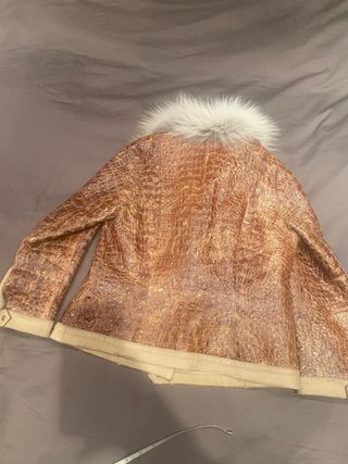 Chaqueta Piel Mujer Beige/Marrón