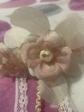 Tocado pelo niña comunión flores perlas