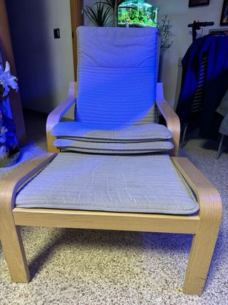 Butaca sillón tela y madera