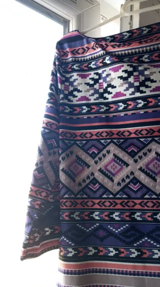 Vestido manga codo estampado étnico