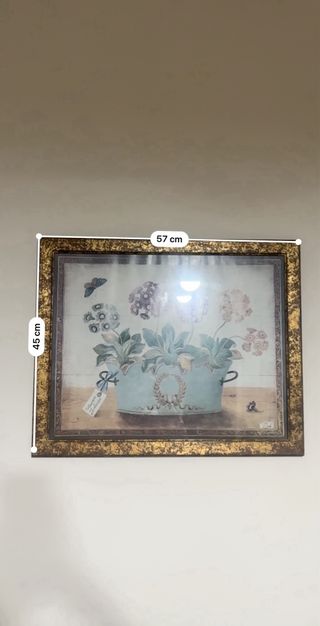 Cuadro floral azul y marrón