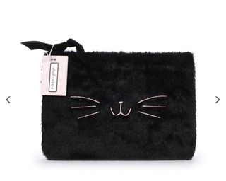 Pochette nera in peluche con musetto gatto