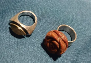 Lotto 2 Anelli Argento 925 Corallo Naturale e Labr