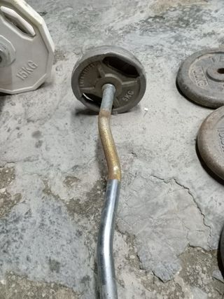 Pesas y barras de gimnasio