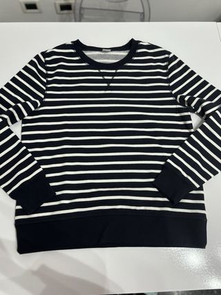 Felpa donna a righe blu e bianche