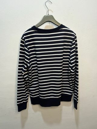 Felpa donna a righe blu e bianche