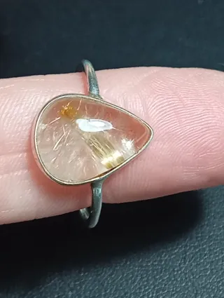 Anillo Plata Ley cuarzo rutilado