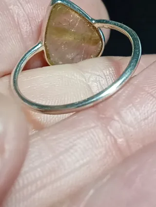 Anillo Plata Ley cuarzo rutilado