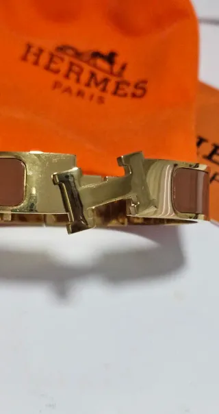 Pulsera Hermes 18.5 cm Marrón y Dorado