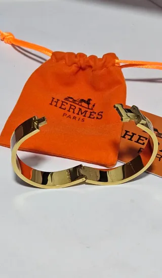Pulsera Hermes 18.5 cm Marrón y Dorado