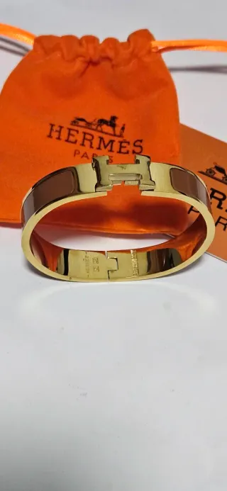 Pulsera Hermes 18.5 cm Marrón y Dorado