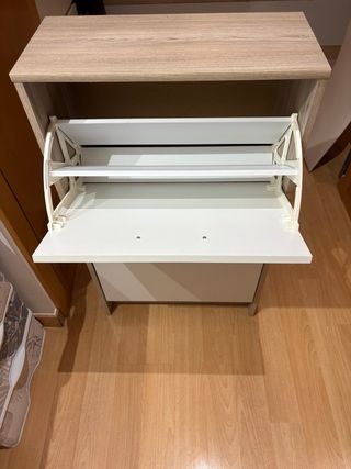 Zapatero 2 compartimentos madera y blanco