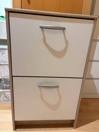 Zapatero 2 compartimentos madera y blanco