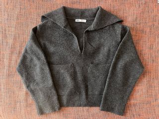 Jersey Zara Gris Cuello Alto Bolsillos