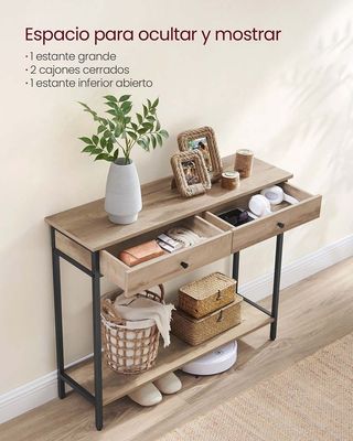 Tavolo consolle industriale con 2 cassetti in acciaio Vasagle LNT015W01