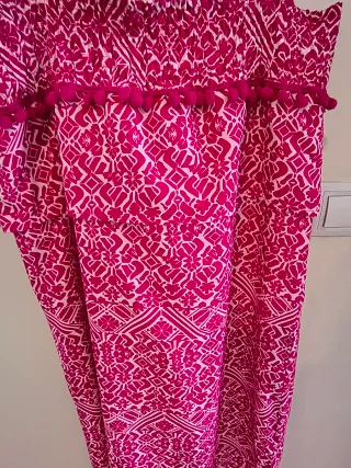 Vestido largo estampado rosa y blanco T38