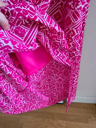 Vestido largo estampado rosa y blanco T38