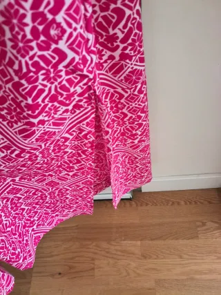 Vestido largo estampado rosa y blanco T38