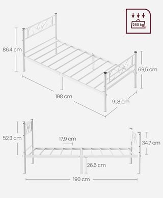 VASAGLE Marco de Cama, Estructura de Cama