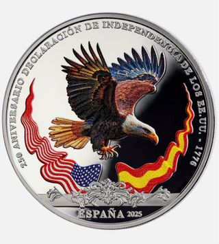 Moneda 10€ Plata 250 Aniversario Declaración Indep
