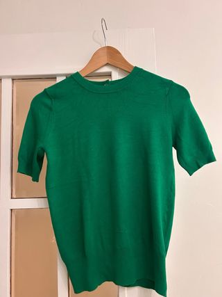 Jersey Zara manga corta verde punto