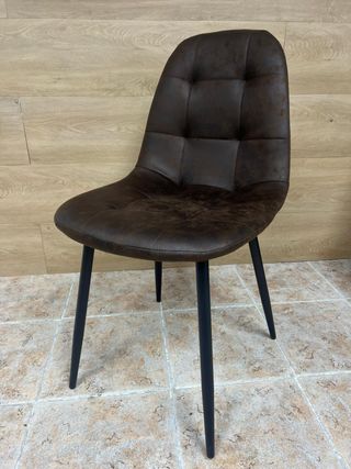 Pack 4 Sillas Piel Sintética Marrón