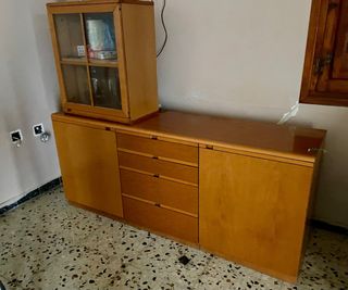 Mueble TV madera y cristal
