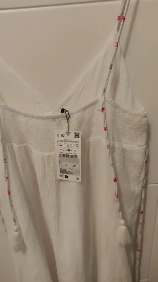 Vestido Zara blanco tirantes talla L