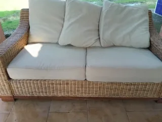 Sofá de 2 plazas tejido y tela