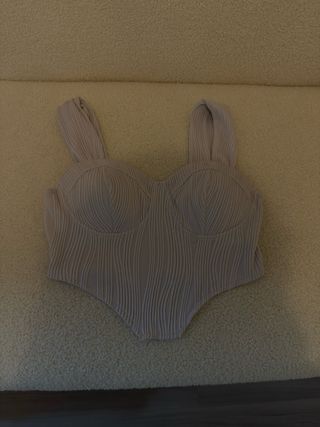 Top Beige Bustier con Tirantes