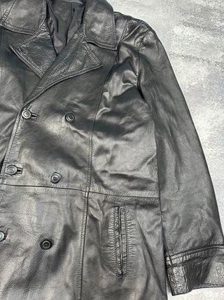 Gabardina de Cuero Negra Mujer