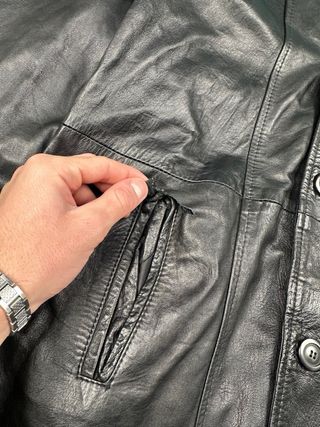 Gabardina de Cuero Negra Mujer