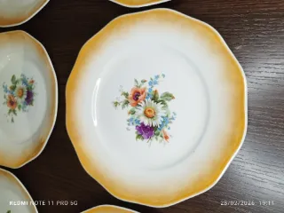 7 Platos vintage Postre Nacarados Florales