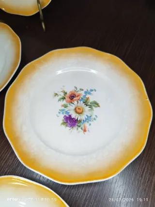 7 Platos vintage Postre Nacarados Florales